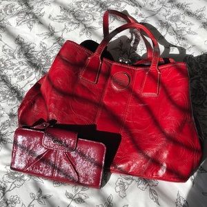 COACH Signature Patent Leather Carryall+Wallet